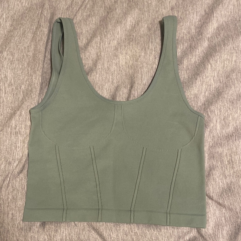 By Together ribbed olive crop top